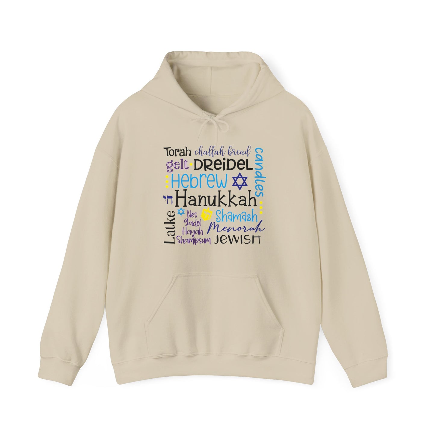 Hanukkah Words Subway - Fun Hanukkah - Celebrate Hanukkah - Unisex Heavy Blend™ Hooded Sweatshirt