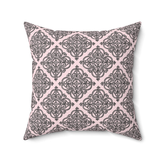 Pink Paris Pattern 4 - Faux Suede Square Pillow