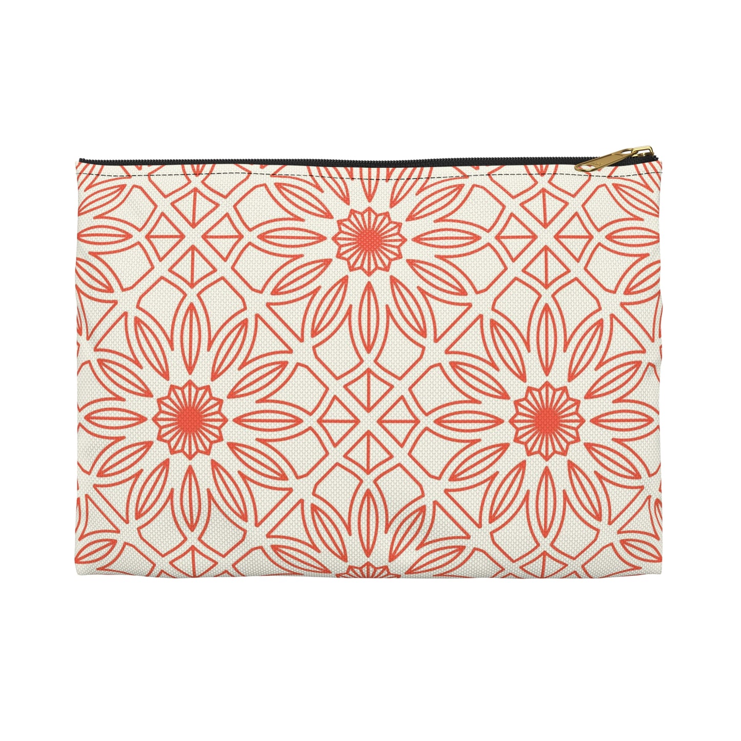 Geometric Orange Flowers - Accessory Pouch / Makeup Case / Travel Pouch / Pencil case / Art Case