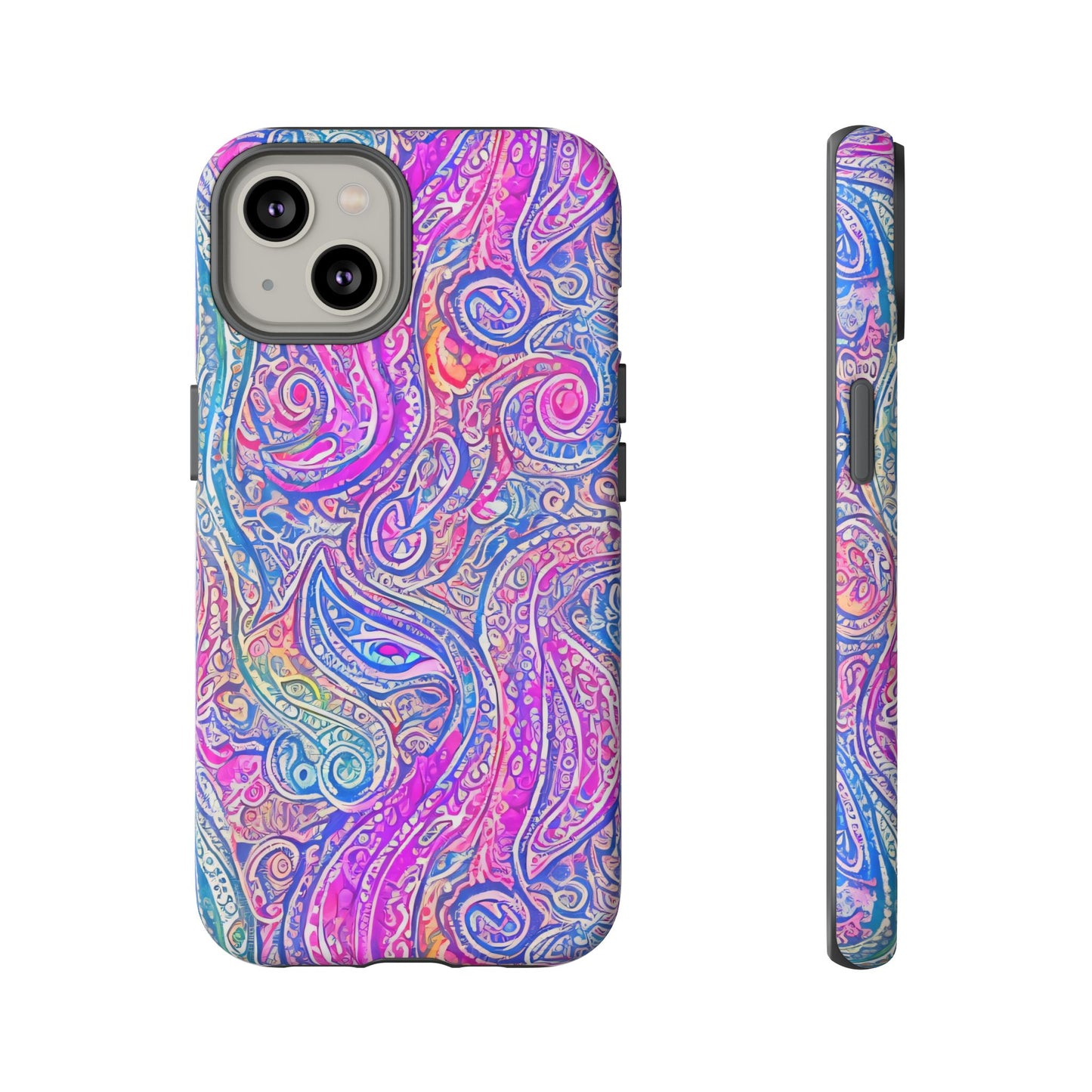 iPhone 14, iPhone 14 Pro, iPhone 14 Plus, iPhone 14 Pro Max - Abstract Swirl Purple, Blue, Orange, Green - Tough Phone Cases