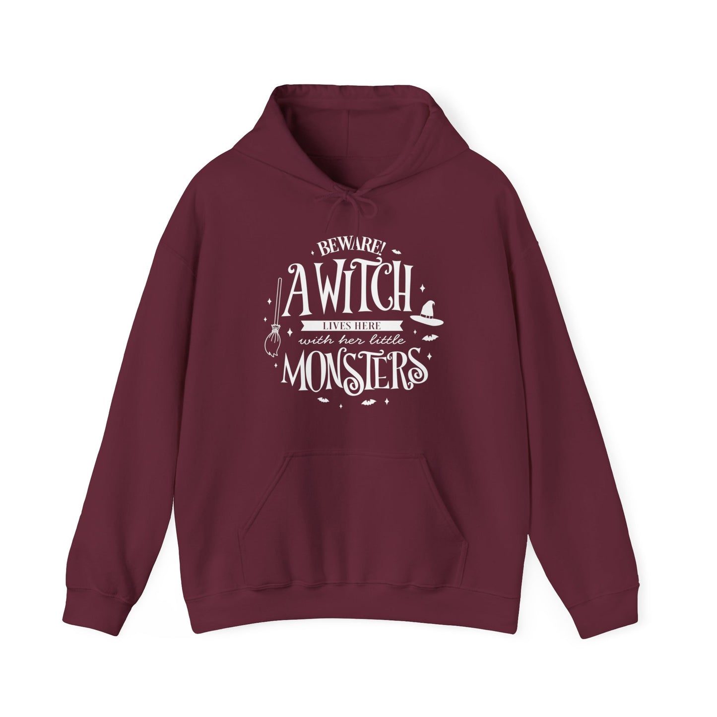 Halloween - A Witch Lives Here with Her Little Monsters - Trick or Treat - Unisex Heavy Blend™ Hooded Sweatshirt