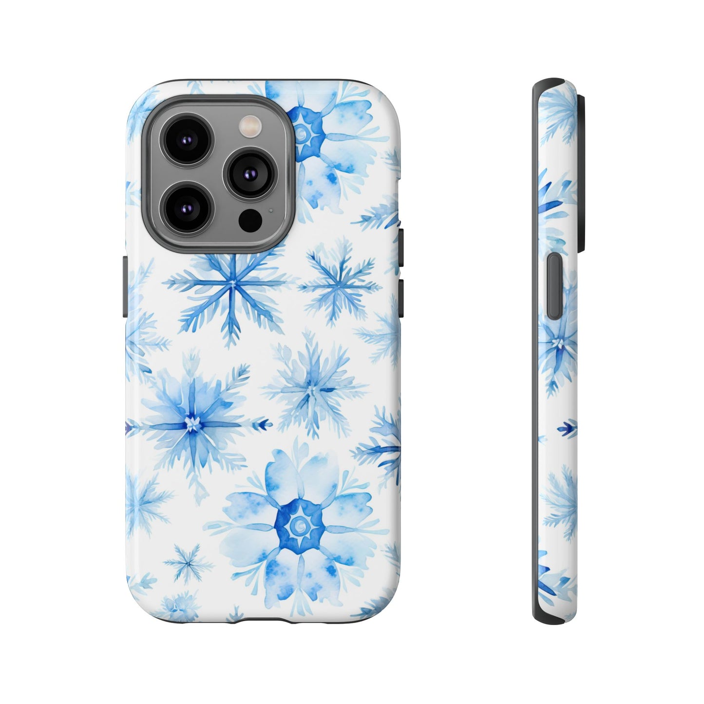 iPhone 14, 1Phone 14 Pro, iPhone 14 Plus, iPhone 14 Pro Max - Watercolor Snowflakes - Tough Phone Cases