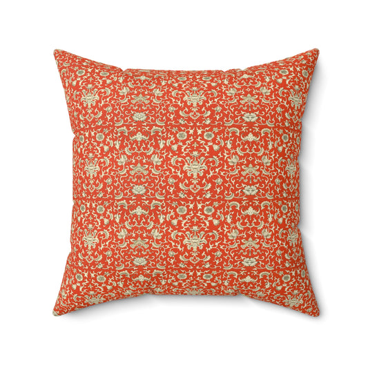 Orange Boho Pattern 15 - Faux Suede Square Pillow