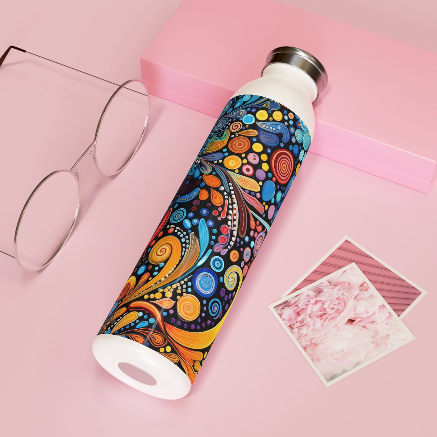 Colorful Psychedelic Swirls 1.4 - Slim Water Bottle - Stainless Steel - 20oz