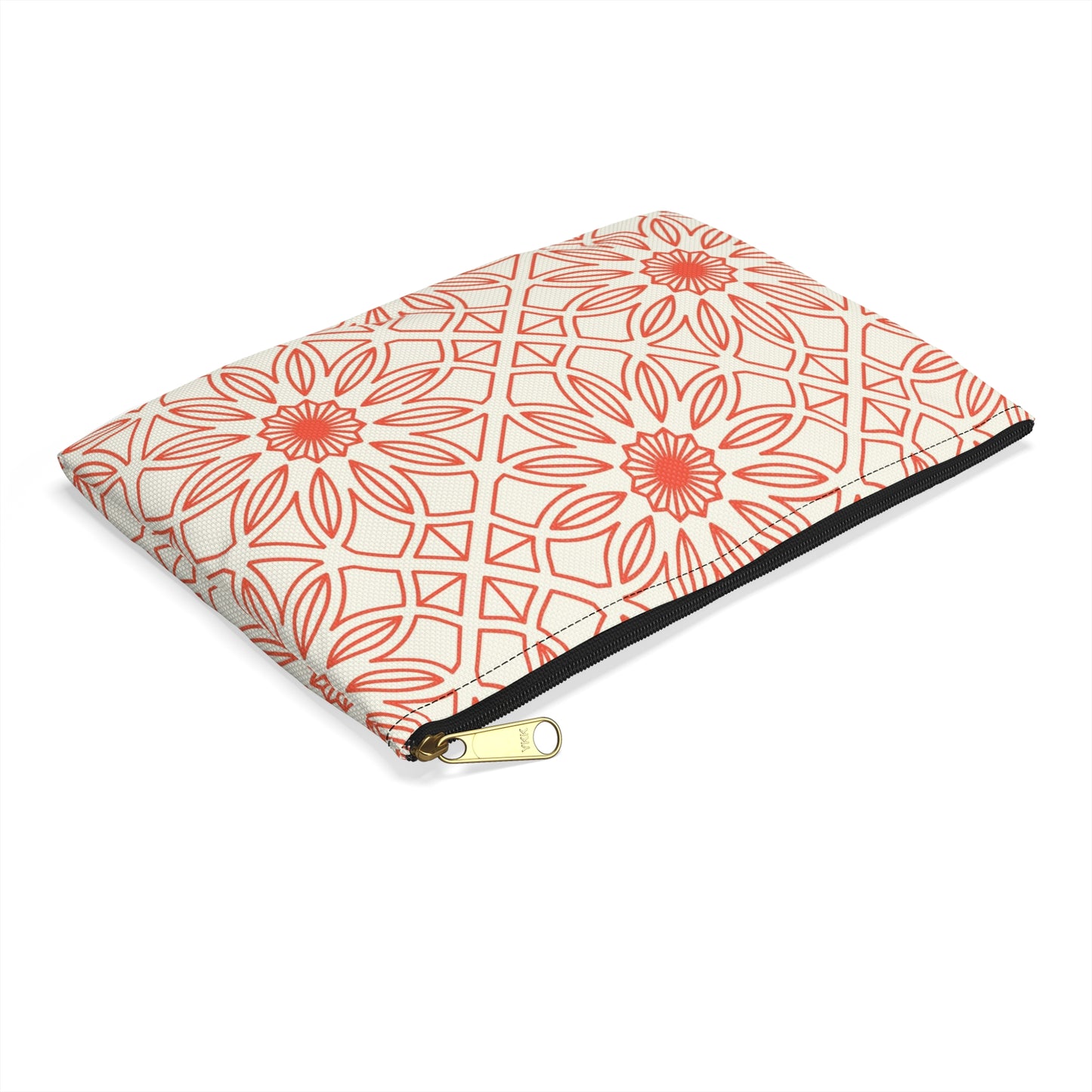 Geometric Orange Flowers - Accessory Pouch / Makeup Case / Travel Pouch / Pencil case / Art Case