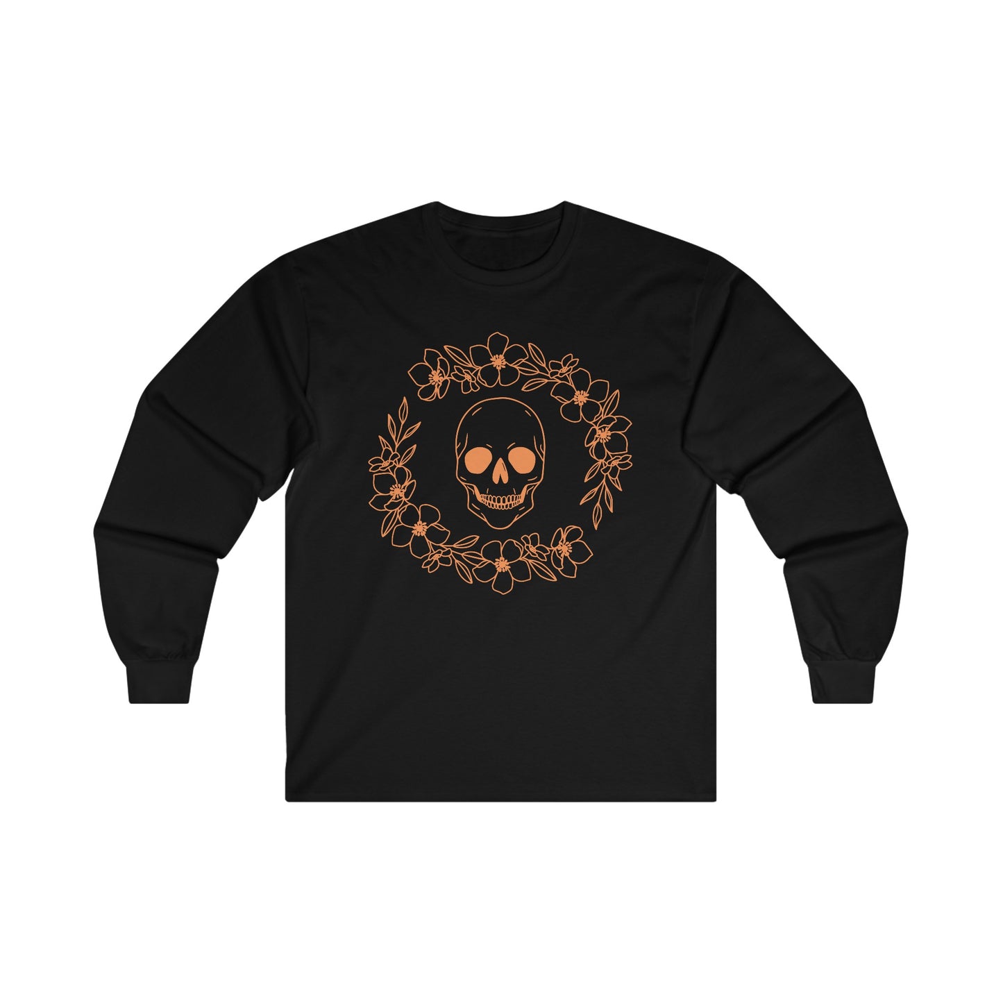 Halloween - Skull - Flower Wreath - Trick or Treat - Ultra Cotton Long Sleeve Tee