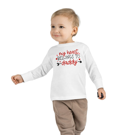 My Heart Belongs to Daddy - Hearts - Toddler Long Sleeve Tee