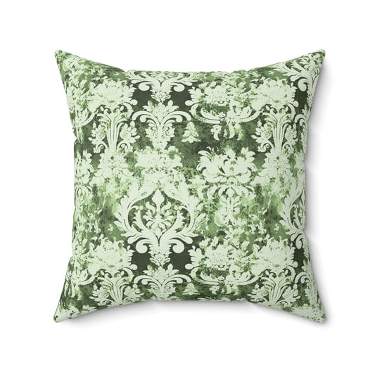 Vintage Green Damask 88 - Beautiful, Shabby Chic, Boho, Fun - Faux Suede Square Pillow