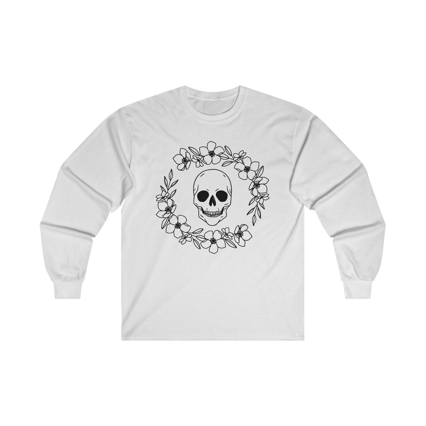 Halloween - Skull - Flower Wreath - Trick or Treat - Ultra Cotton Long Sleeve Tee