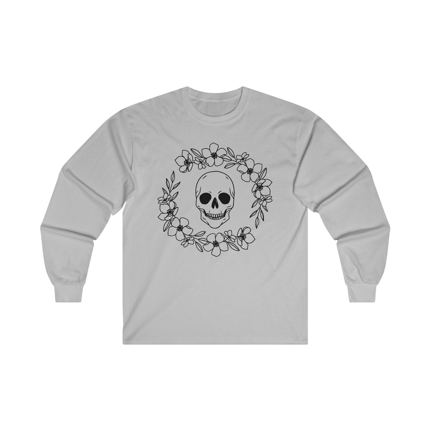 Halloween - Skull - Flower Wreath - Trick or Treat - Ultra Cotton Long Sleeve Tee