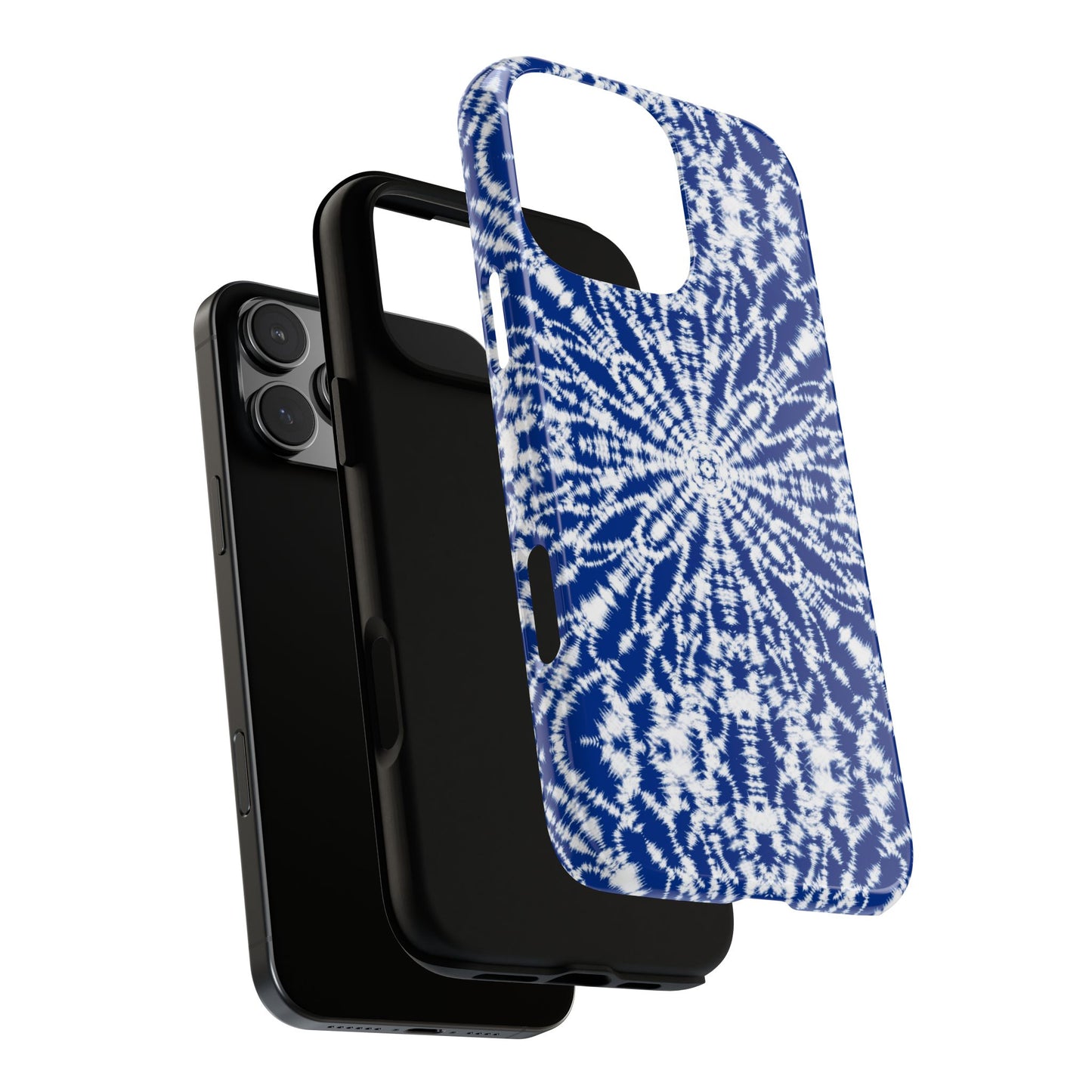 iPhone 16 and iPhone 15 Series - Blue and White Batik - Tough Phone Cases