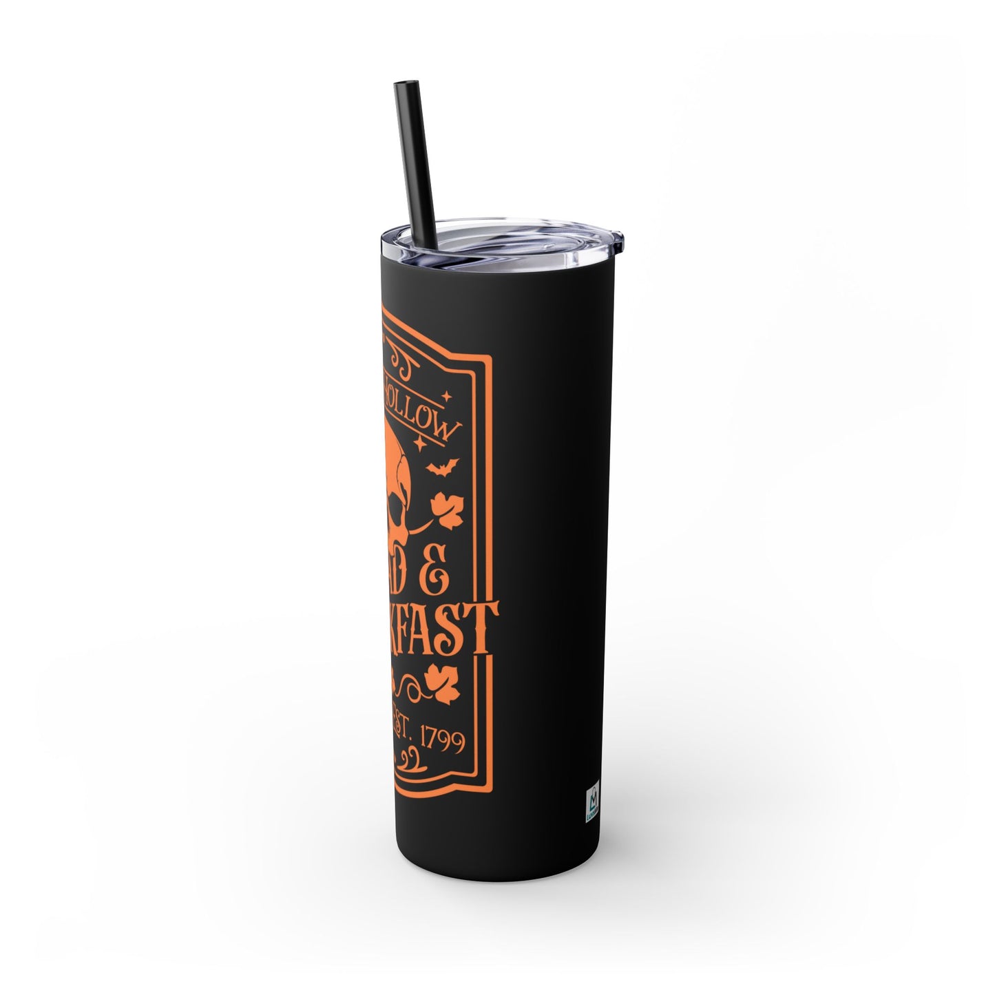 Halloween - Dead and Breakfast - Vintage - Skulls - Skinny Tumbler with Straw, 20oz - Stainless Steel