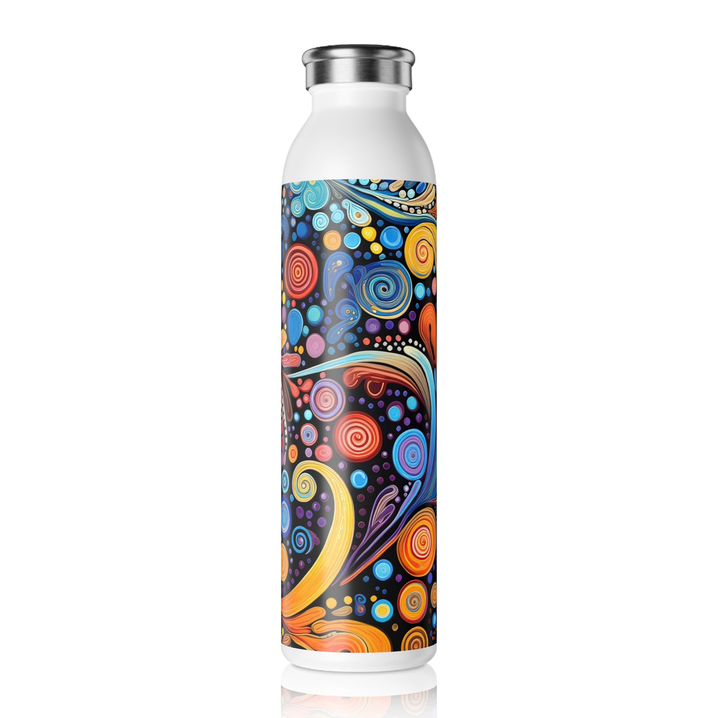 Colorful Psychedelic Swirls 1.4 - Slim Water Bottle - Stainless Steel - 20oz