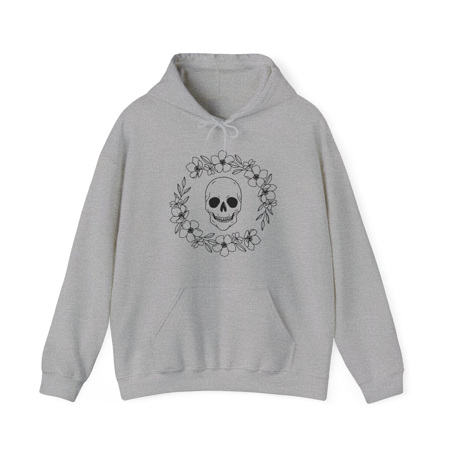 Halloween - Skull - Flower Wreath - Trick or Treat - Unisex Heavy Blend Hooded Sweatshirt