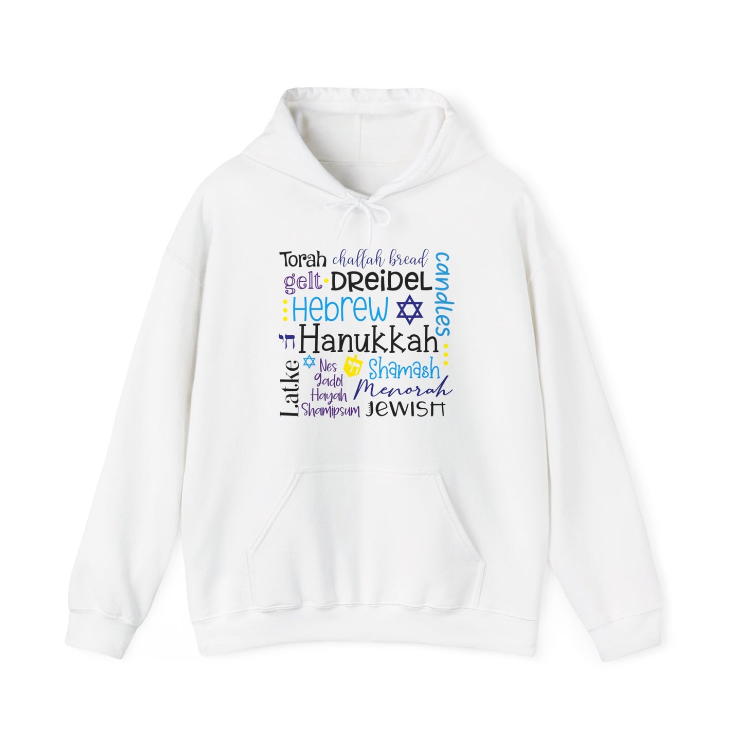 Hanukkah Words Subway - Fun Hanukkah - Celebrate Hanukkah - Unisex Heavy Blend™ Hooded Sweatshirt