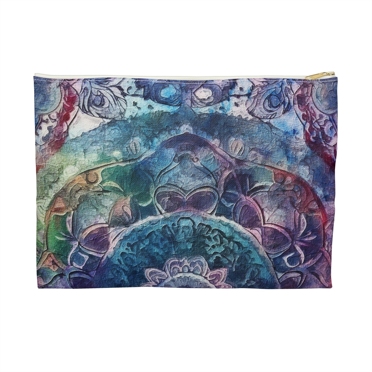 Blue Multicolor Batik - Accessory Pouch / Makeup Case / Travel Pouch / Pencil case / Art Case