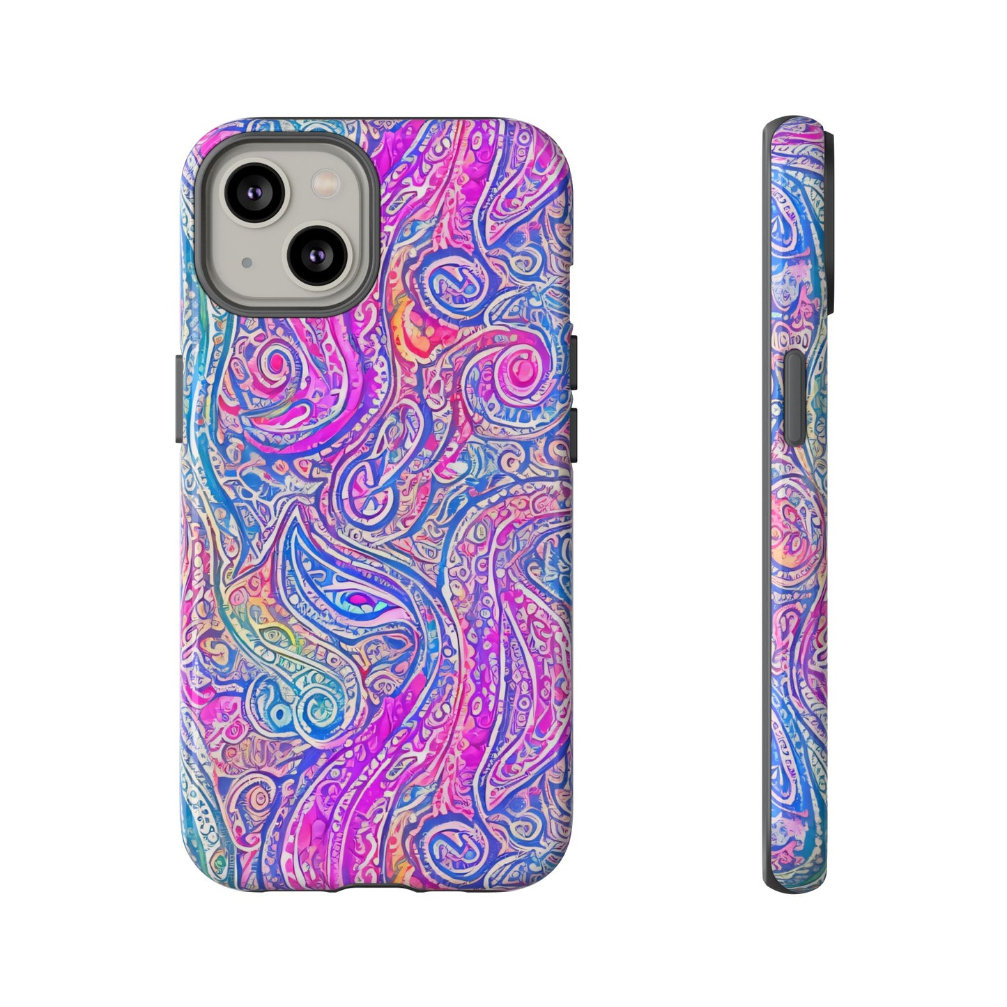 iPhone 14, iPhone 14 Pro, iPhone 14 Plus, iPhone 14 Pro Max - Abstract Swirl Purple, Blue, Orange, Green - Tough Phone Cases