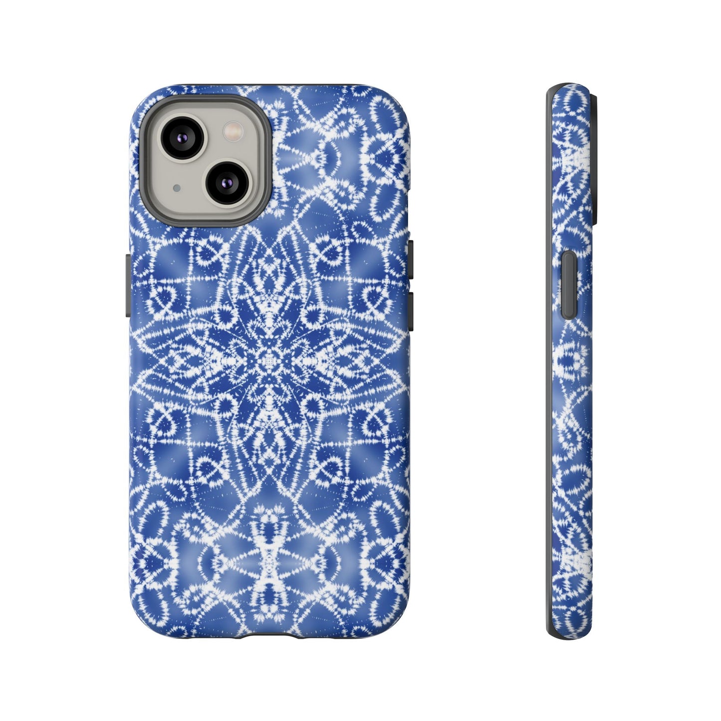 iPhone 14, 1Phone 14 Pro, iPhone 14 Plus, iPhone 14 Pro Max - Blue and White Batik - Tough Phone Cases