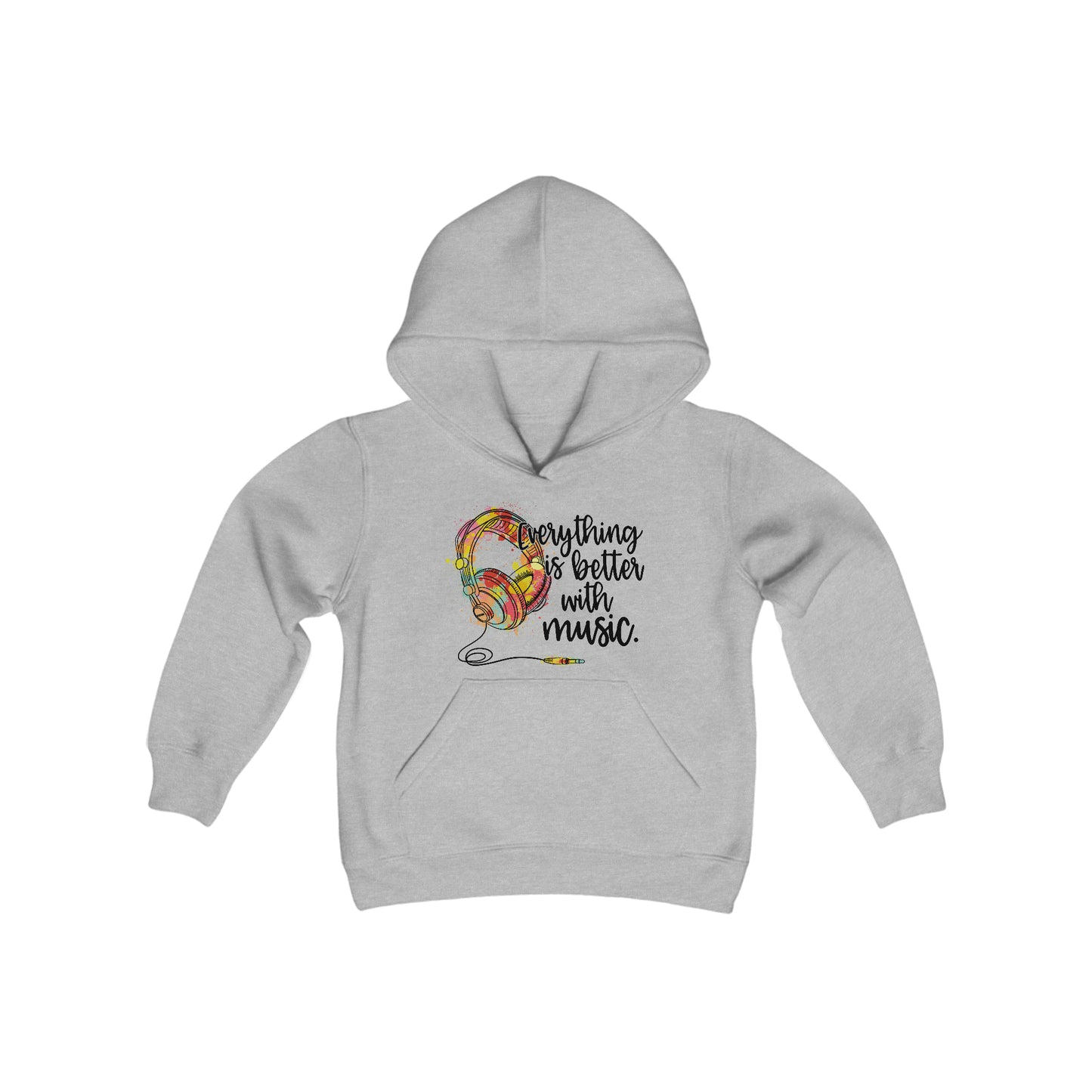 Everything's Better with Music - Music Lovers - Headphones - Old School - Youth Heavy Blend Hooded Sweatshirt