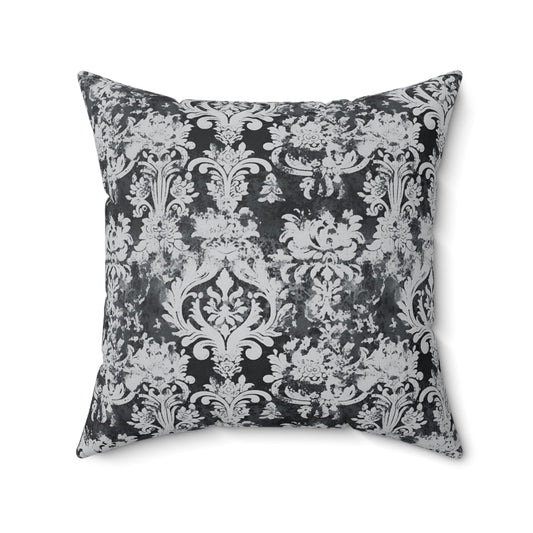 Vintage Grey Damask 2 - Beautiful, Shabby Chic, Boho, Fun - Faux Suede Square Pillow