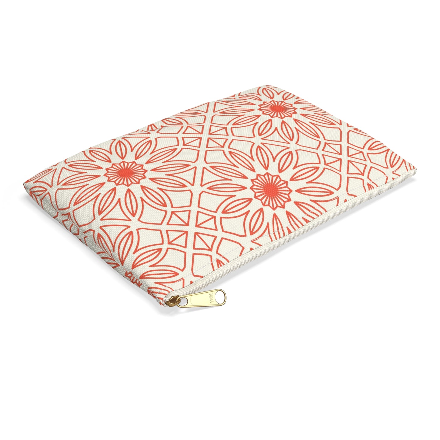 Geometric Orange Flowers - Accessory Pouch / Makeup Case / Travel Pouch / Pencil case / Art Case