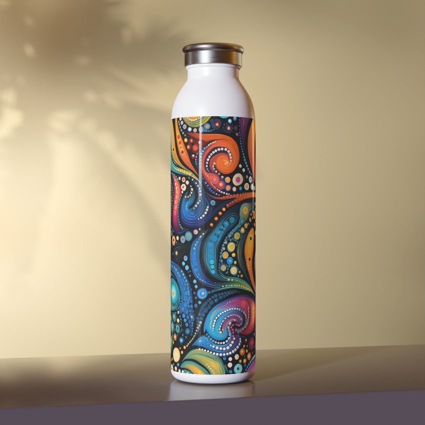 Colorful Psychedelic Swirls 1.8 - Slim Water Bottle - Stainless Steel - 20oz