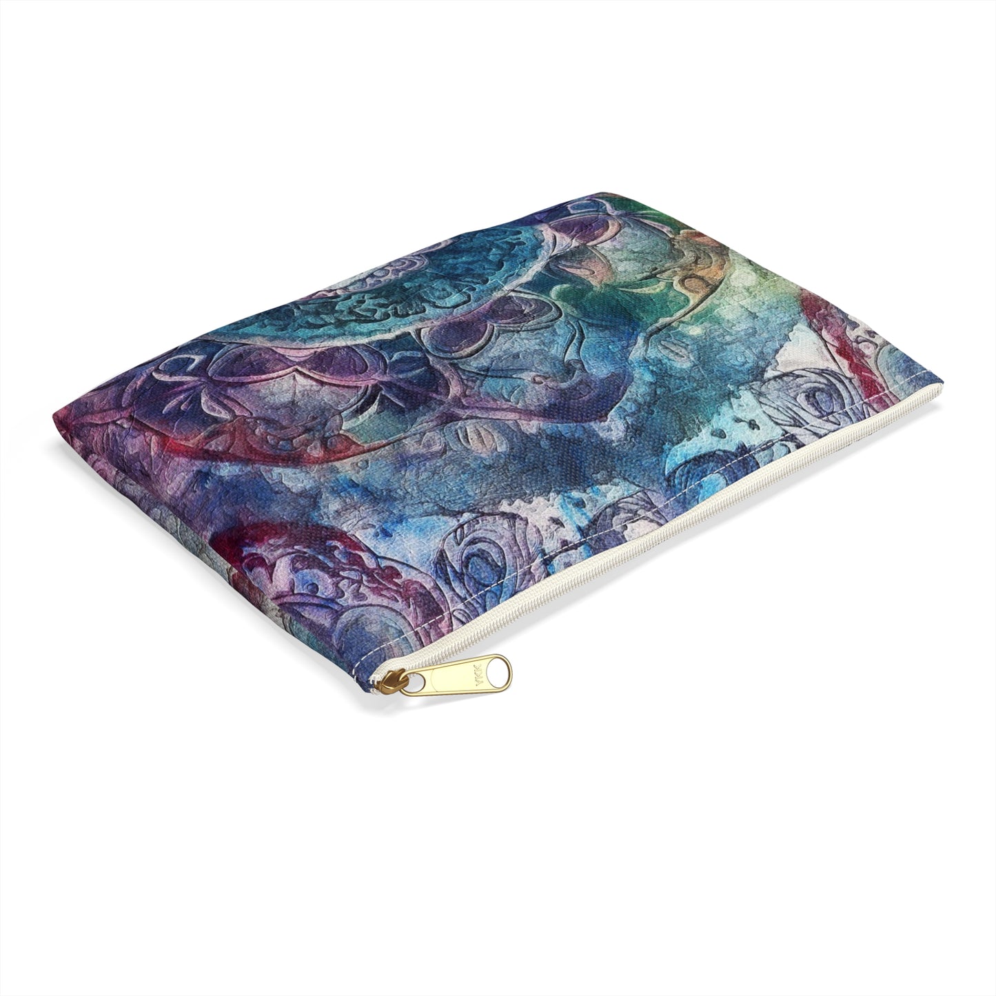 Blue Multicolor Batik - Accessory Pouch / Makeup Case / Travel Pouch / Pencil case / Art Case