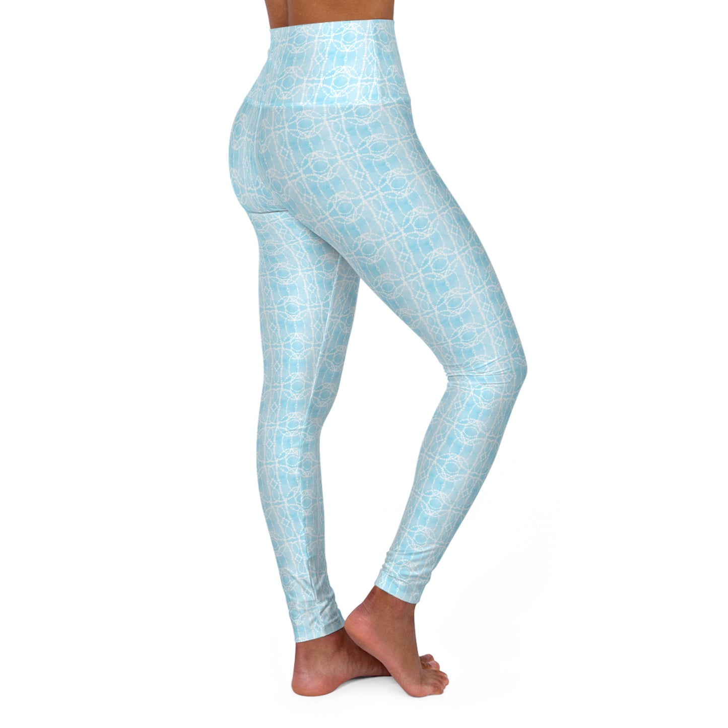 Light Blue Batik - High Waisted Yoga Leggings