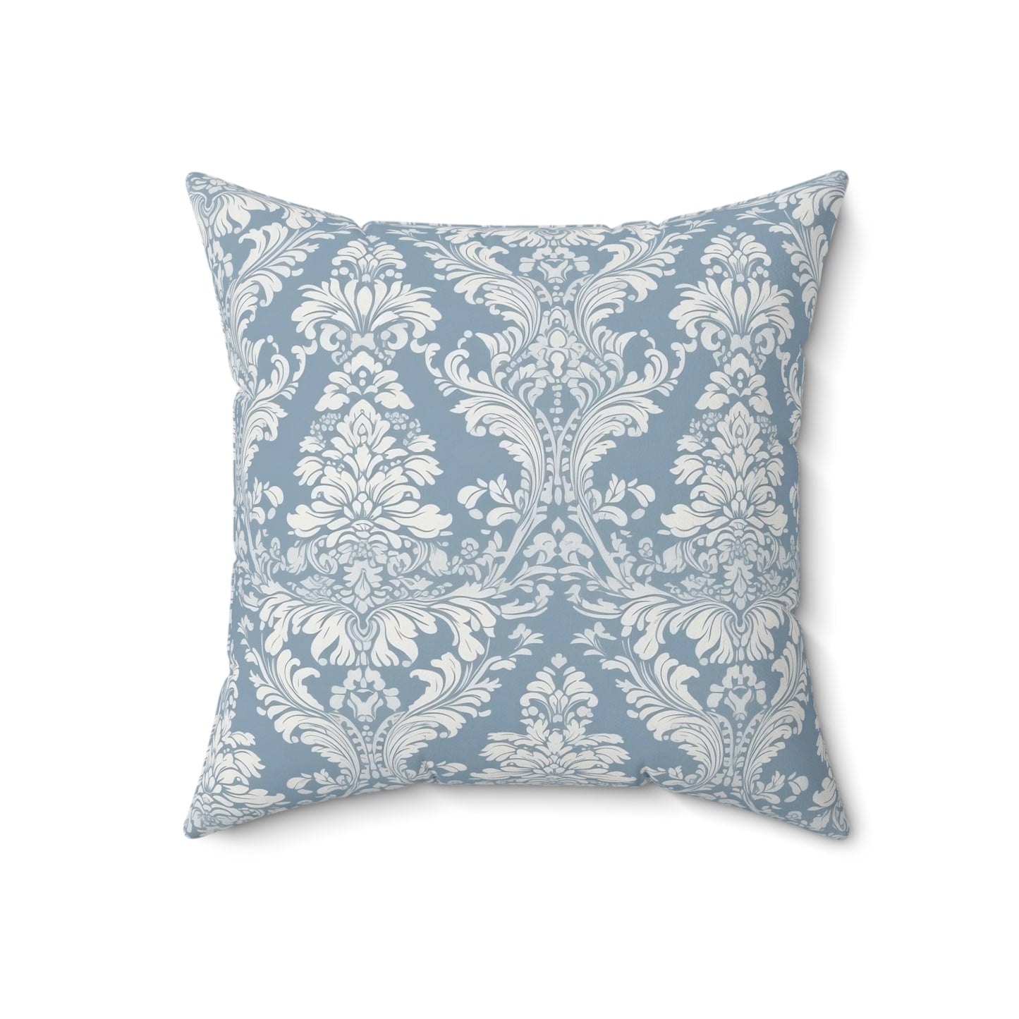 Blue Damask 18 - Beautiful, Shabby Chic, Boho, Fun - Faux Suede Square Pillow