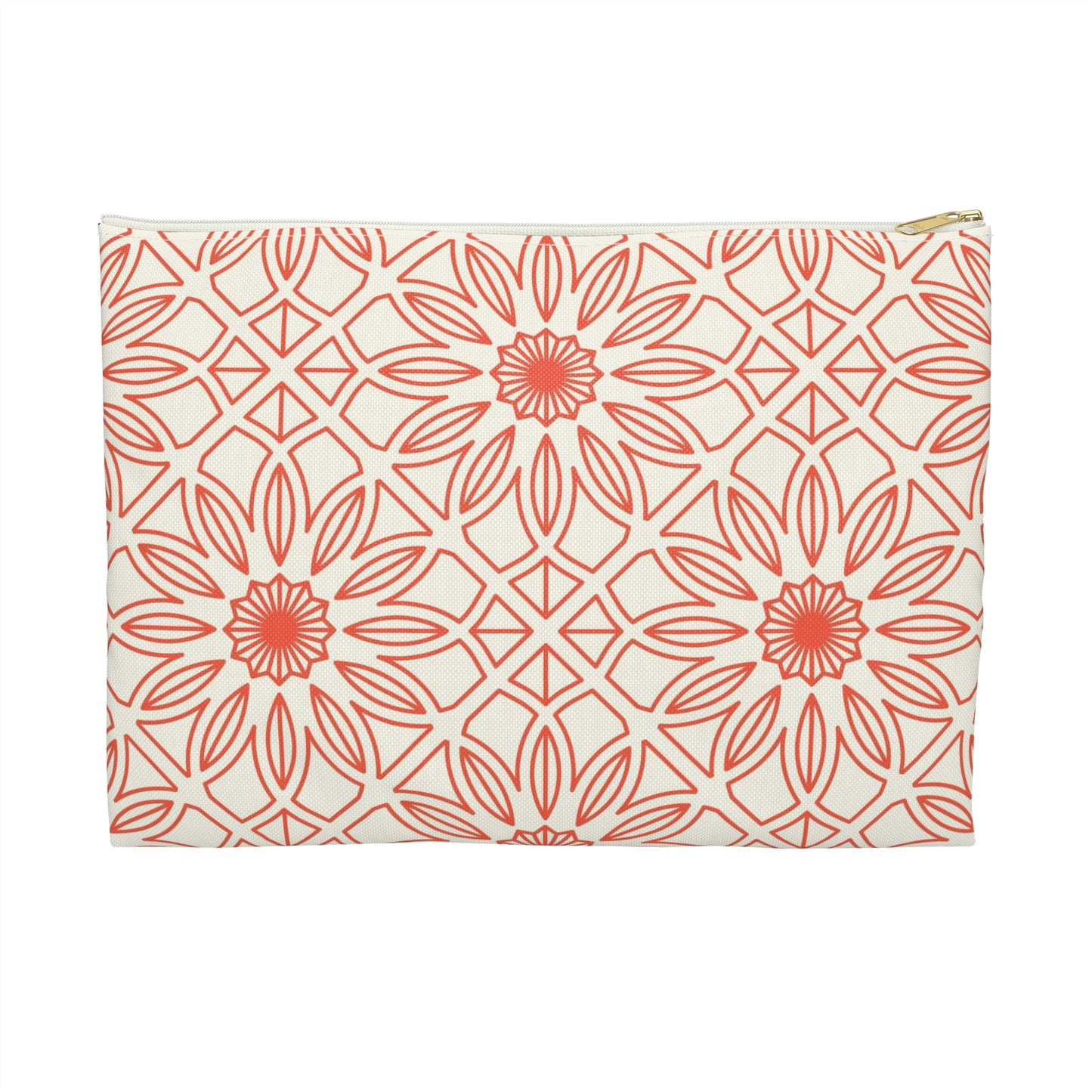 Geometric Orange Flowers - Accessory Pouch / Makeup Case / Travel Pouch / Pencil case / Art Case