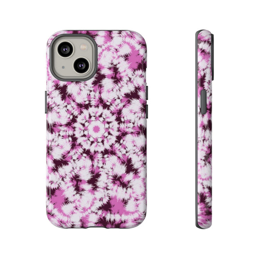 iPhone 14, 1Phone 14 Pro, iPhone 14 Plus, iPhone 14 Pro Max - Purple and White Batik - Tough Phone Cases