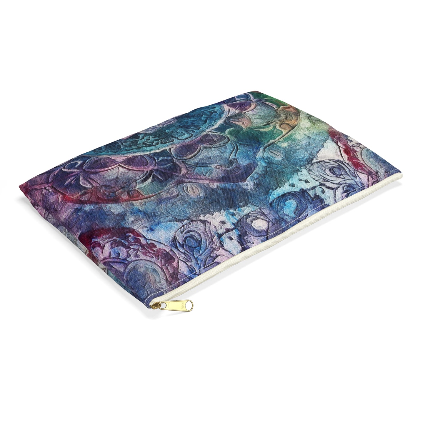 Blue Multicolor Batik - Accessory Pouch / Makeup Case / Travel Pouch / Pencil case / Art Case