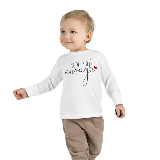 You Are Enough - Red Heart - Toddler Long Sleeve Tee