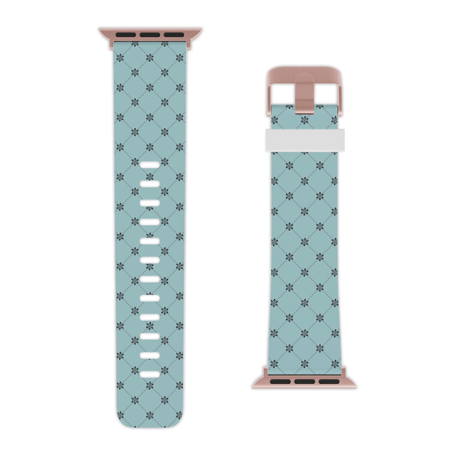 Teal with Black Flower - Watch Band for Apple Watch