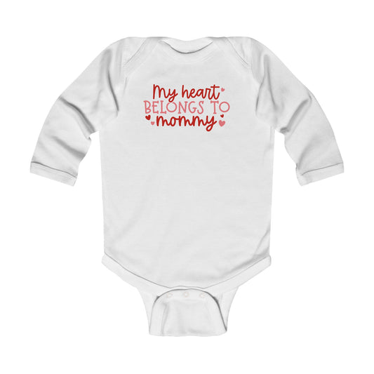 My Heart Belongs to Mommy - Hearts - Infant Long Sleeve Bodysuit