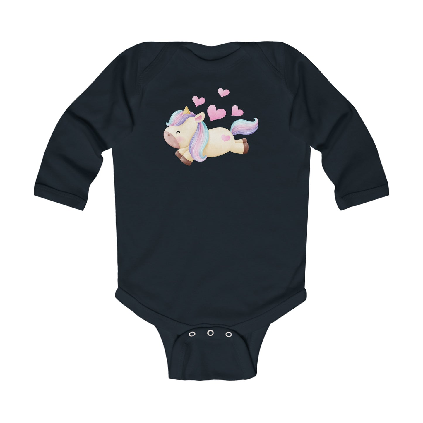 Cutest Unicorn - Four Hearts - Infant Long Sleeve Bodysuit