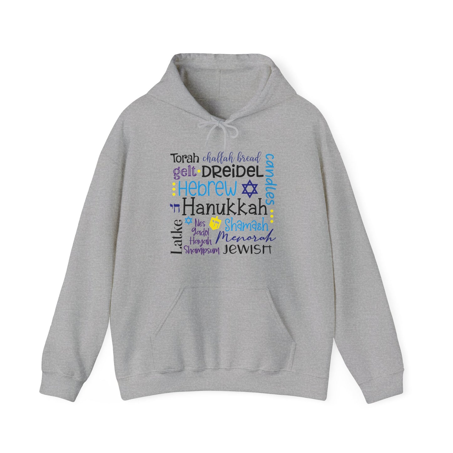 Hanukkah Words Subway - Fun Hanukkah - Celebrate Hanukkah - Unisex Heavy Blend™ Hooded Sweatshirt