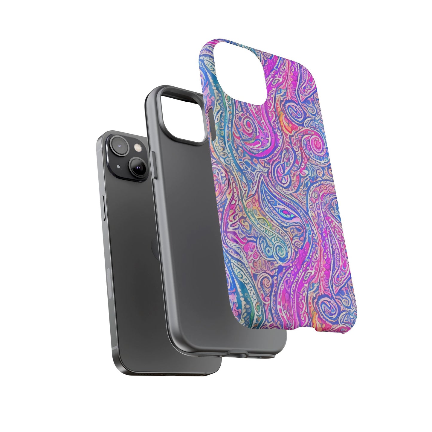 iPhone 14, iPhone 14 Pro, iPhone 14 Plus, iPhone 14 Pro Max - Abstract Swirl Purple, Blue, Orange, Green - Tough Phone Cases