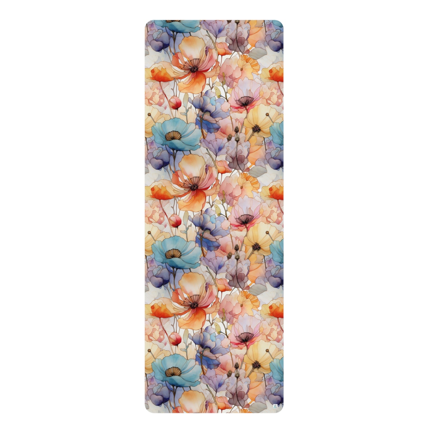 Beautiful Multicolor Flowers Watercolor 15 - Rubber Yoga Mat