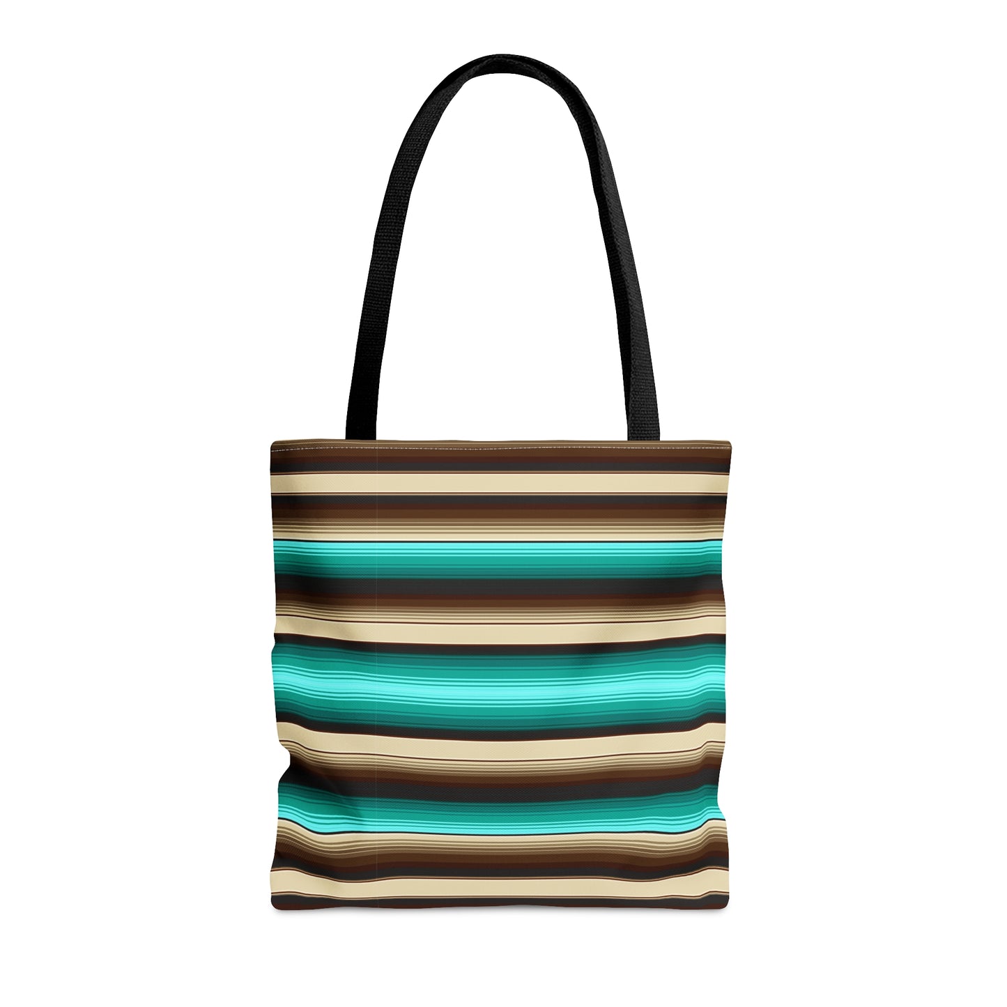 Aqua and Brown Multicolor Striped 23 - Practical, high-quality Tote Bag