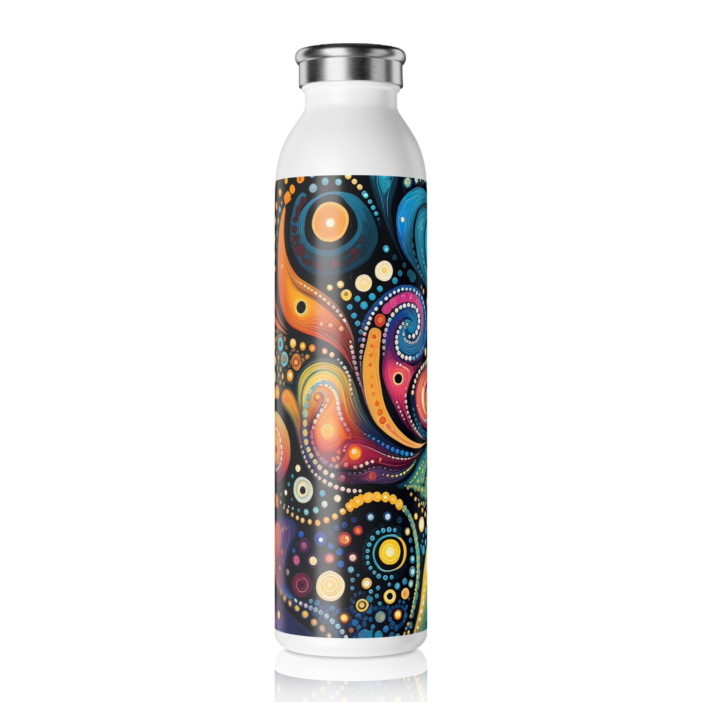 Colorful Psychedelic Swirls 1.8 - Slim Water Bottle - Stainless Steel - 20oz