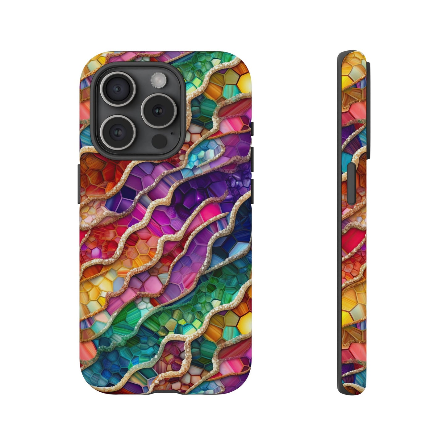 iPhone 16 and iPhone 15 Series - Rainbow Abstract Acrylic - Tough Phone Cases