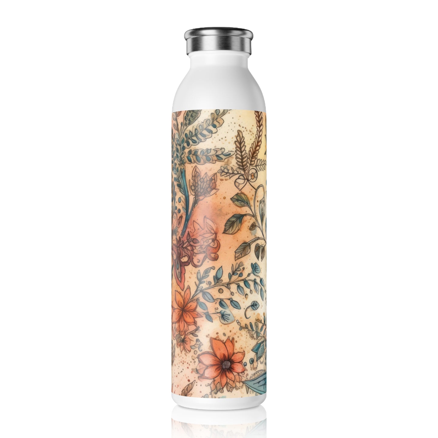 Henna Designs 1.8 - Slim Water Bottle - Stainless Steel - 20oz