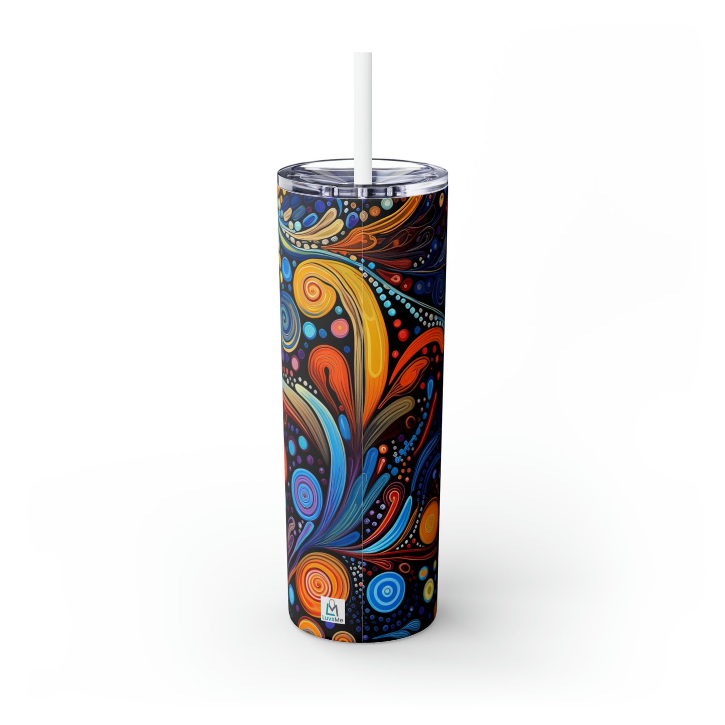 Colorful Psychedelic Swirls 1.4 - Skinny Tumbler with Straw, 20oz - Stainless Steel