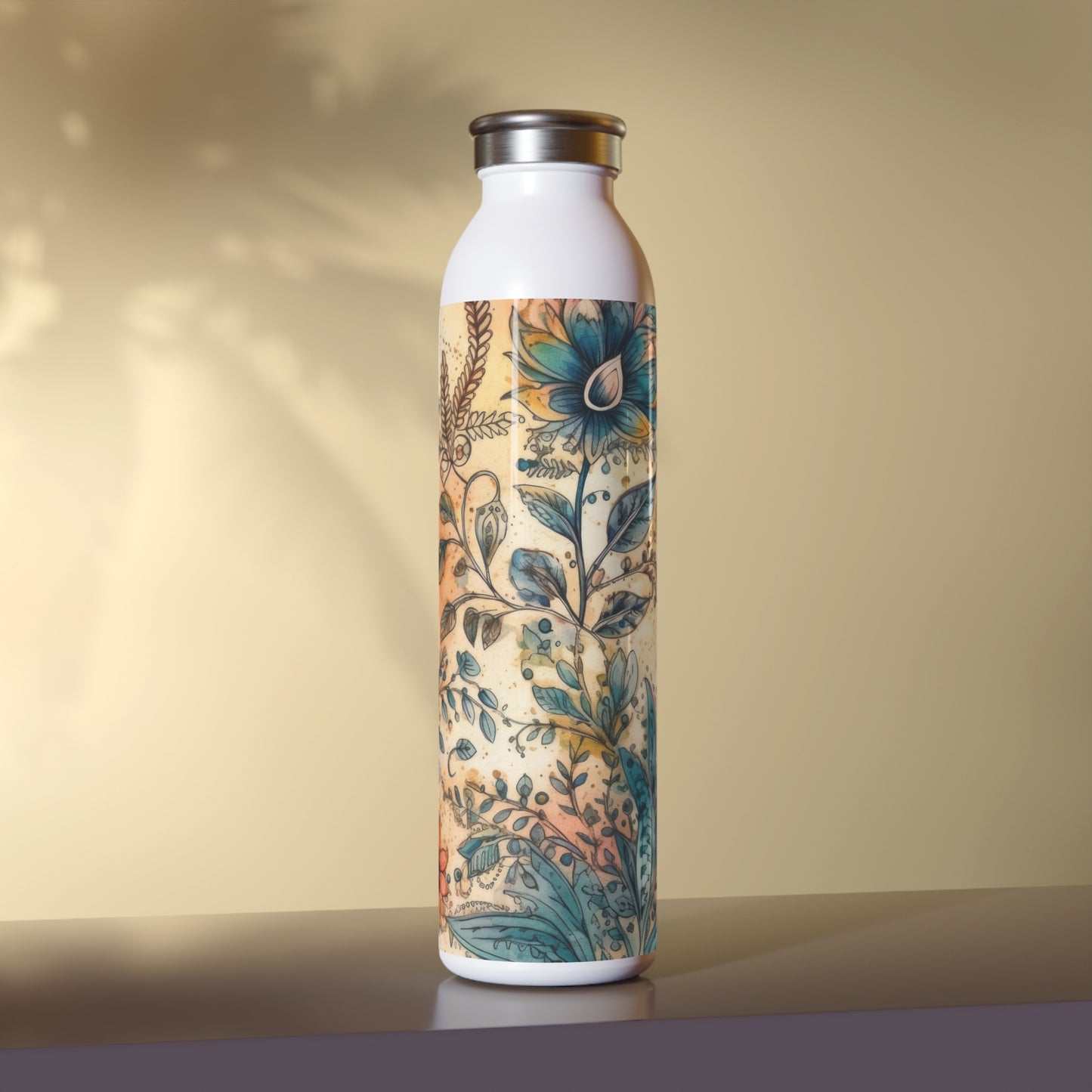 Henna Designs 1.8 - Slim Water Bottle - Stainless Steel - 20oz