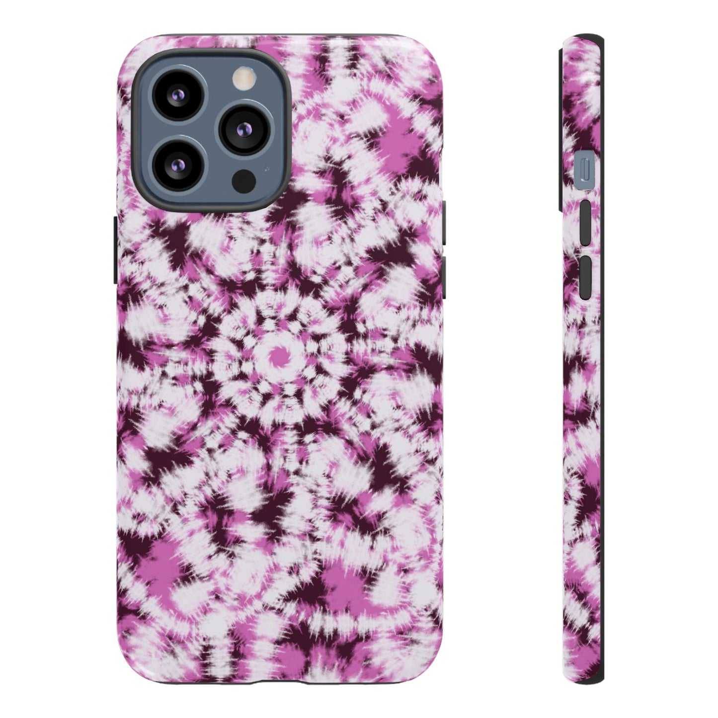 iPhone 13, 1Phone 13 Mini, iPhone 13 Pro, iPhone 13 Pro Max - Purple and White Batik - Tough Phone Cases