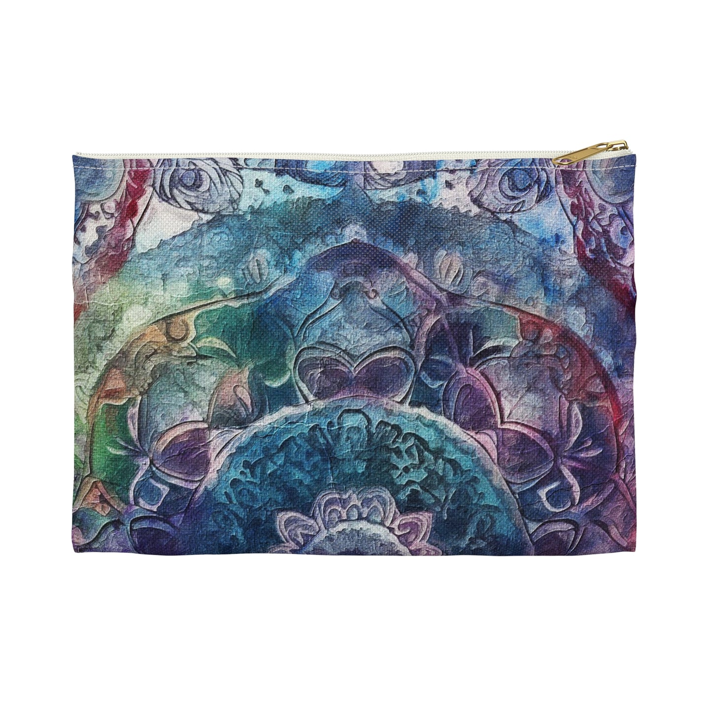 Blue Multicolor Batik - Accessory Pouch / Makeup Case / Travel Pouch / Pencil case / Art Case