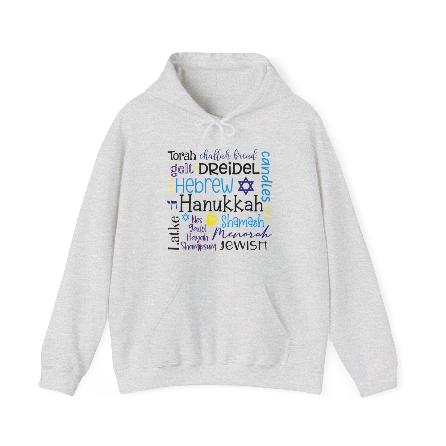 Hanukkah Words Subway - Fun Hanukkah - Celebrate Hanukkah - Unisex Heavy Blend™ Hooded Sweatshirt