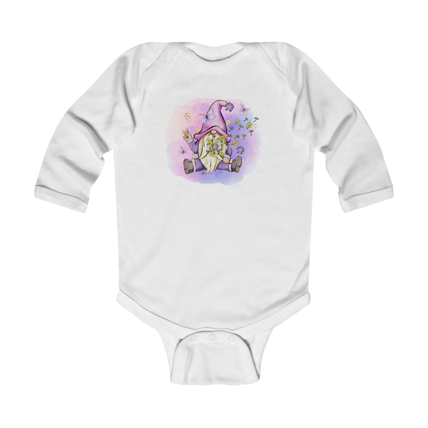 Purple Peace Gnome - Infant Long Sleeve Bodysuit