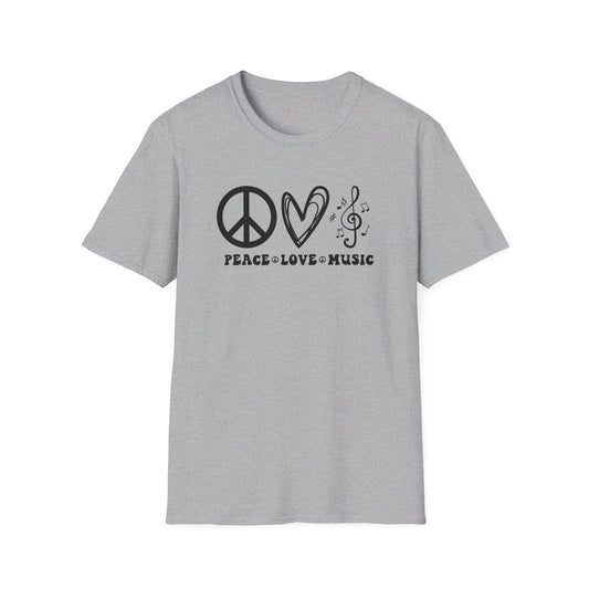 Peace, Love, Music - Unisex Softstyle T-Shirt